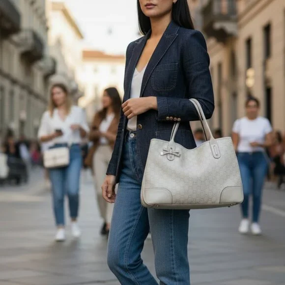 Gucci Guccissima Leather Princy Tote | White | Bow Detail - Picture 9 of 9